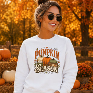 Pumpkin Season Vintage Farmhouse Design Womens Sweatshirt