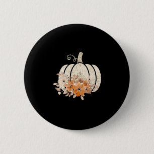 Pumpkin Season Wildflower Thanksgiving Autumn Fall Button