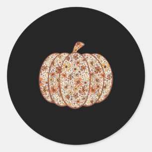 Pumpkin Season Wildflower Thanksgiving Autumn Fall Classic Round Sticker