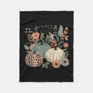 Pumpkin Season Wildflower Thanksgiving Autumn Fall Fleece Blanket