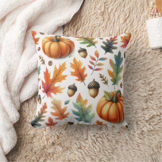 Pumpkin Season with Fall Leaves Pattern 