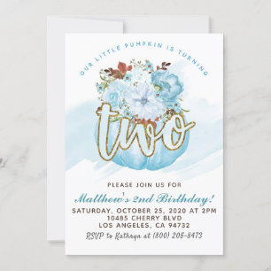 Pumpkin Second Birthday Invitation