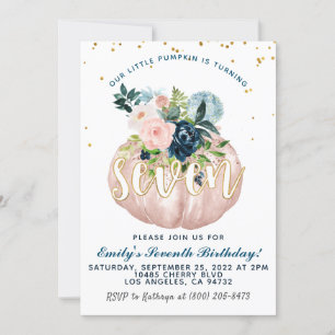 Pumpkin Seventh Birthday Invitation