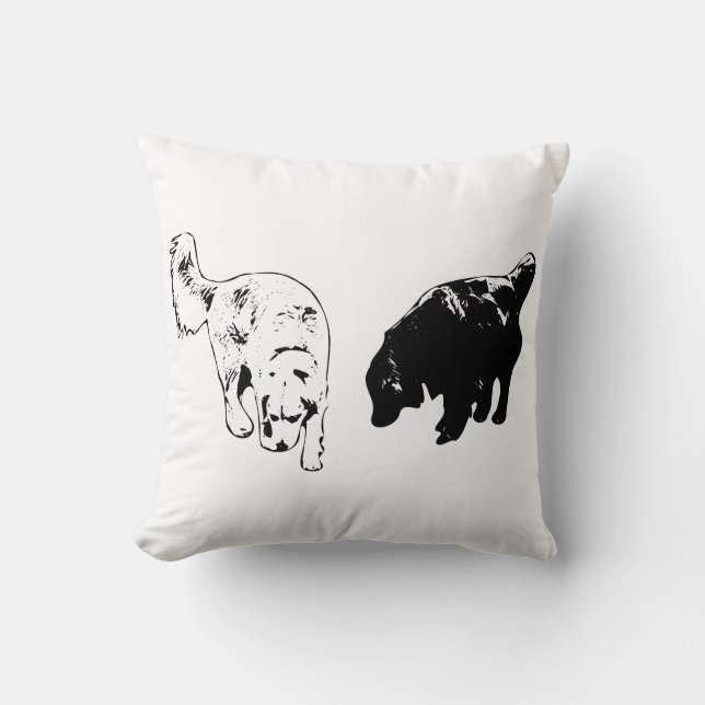 Pumpkin-Shadow Calm — Retriever Duo Throw Pillow (Front)