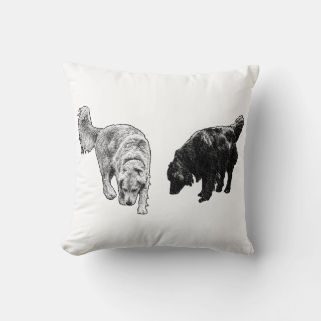 Pumpkin-Shadow Dots — Retriever Duo Throw Pillow (Front)