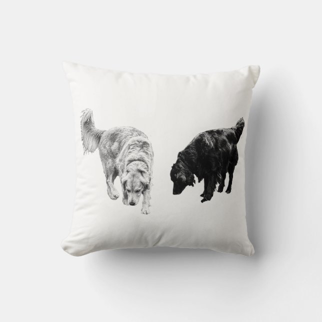 Pumpkin-Shadow Quiet — Retriever Duo Throw Pillow (Front)