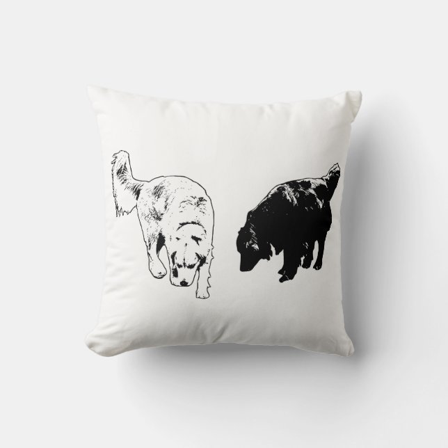 Pumpkin-Shadow Silhouettes — Retriever Duo Throw Pillow (Front)