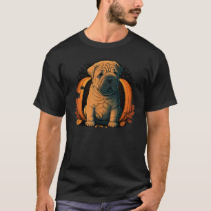 Pumpkin Shar Pei costume on Shar Pei Halloween T-Shirt