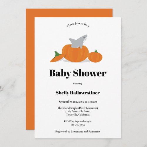 Pumpkin Shark Baby Shower Invitation