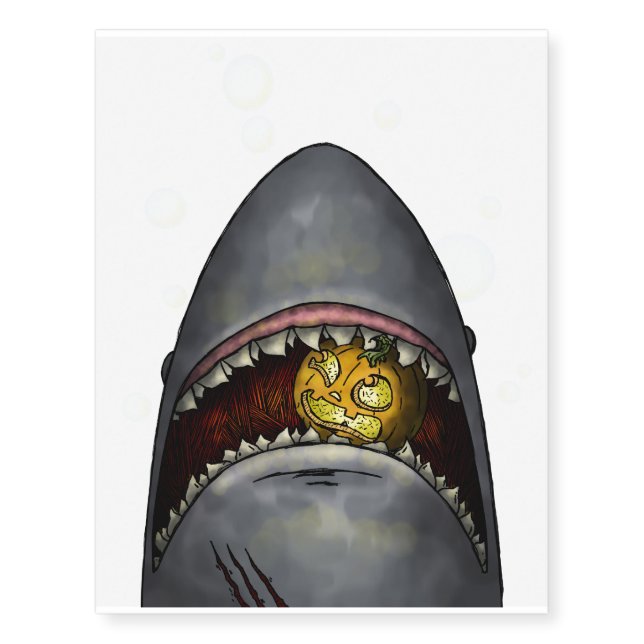 Pumpkin Shark Temporary Tattoos (Front)