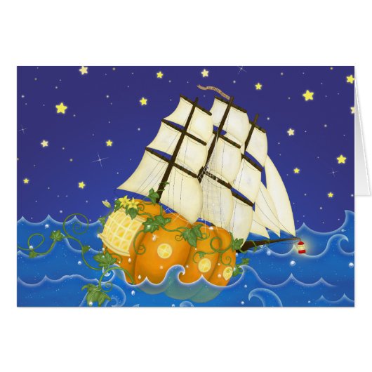 Pumpkin Ship at Sea Cards (Front Horizontal)