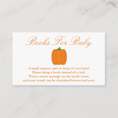 Pumpkin Shower Books For Baby Enclosure Card