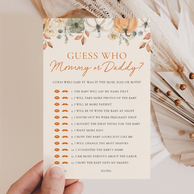 Pumpkin Shower Guess Who Mommy or Daddy Game (Creator Uploaded)