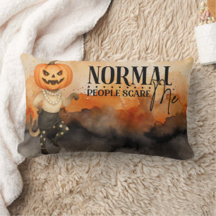 Pumpkin Siamese Cat for Cat Lovers Halloween Lumbar Pillow