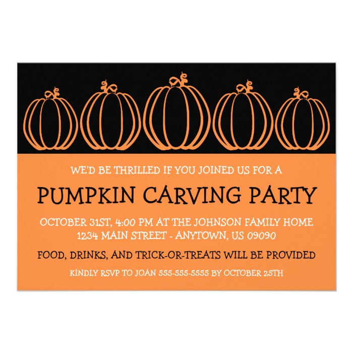 Pumpkin Silhouette Halloween Invitations