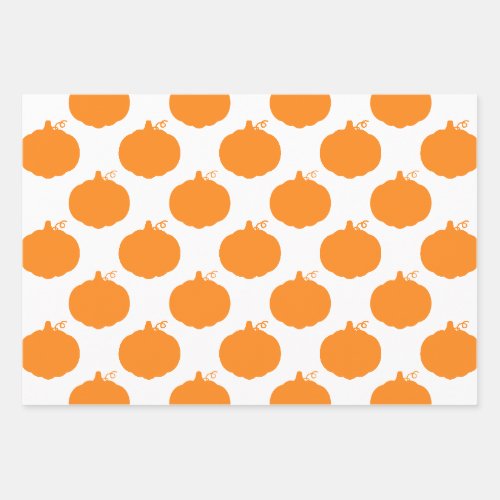 Pumpkin Silhouette Pattern Wrapping Paper Sheets