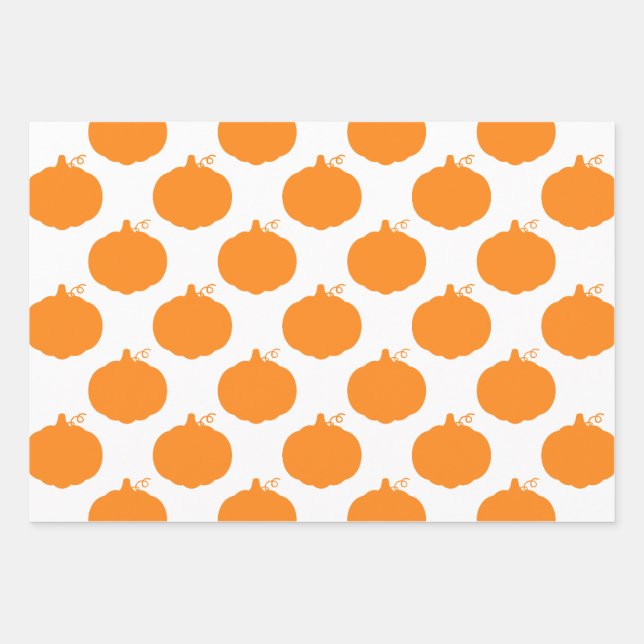 Pumpkin Silhouette Pattern Wrapping Paper Sheets (Front)