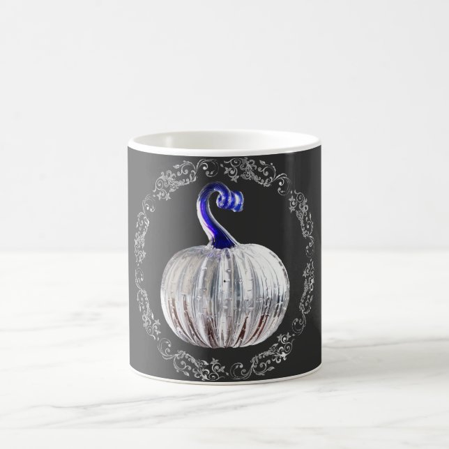 Pumpkin silver gray blue fall elegant  coffee mug (Center)