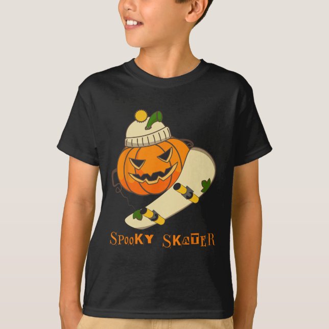 Pumpkin Skateboard Halloween Costume Fun Skateboar T-Shirt (Front)