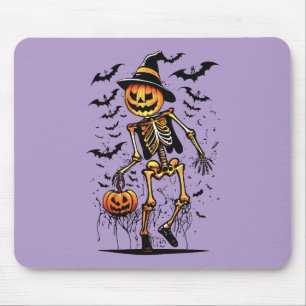 Pumpkin Skeleton Halloween Art Mouse Pad