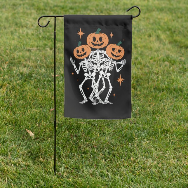 Pumpkin Skeleton Halloween Pumpkin Spooky Season  Garden Flag (In SItu)