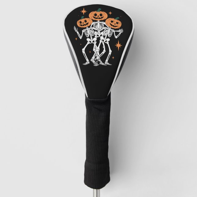 Pumpkin Skeleton Halloween Pumpkin Spooky Season  Golf Head Cover (Front)