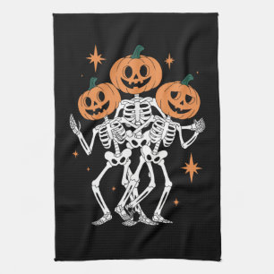 Pumpkin Skeleton Halloween Pumpkin Spooky Season Kitchen Towel
