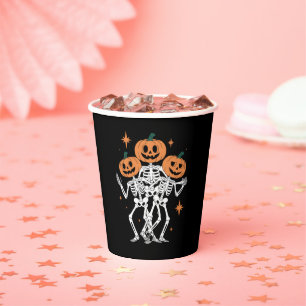 Pumpkin Skeleton Halloween Pumpkin Spooky Season Paper Cups