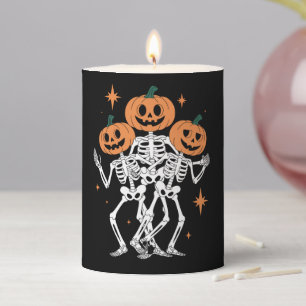 Pumpkin Skeleton Halloween Pumpkin Spooky Season Pillar Candle