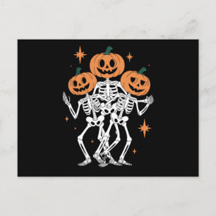 Pumpkin Skeleton Halloween Pumpkin Spooky Season  Postcard