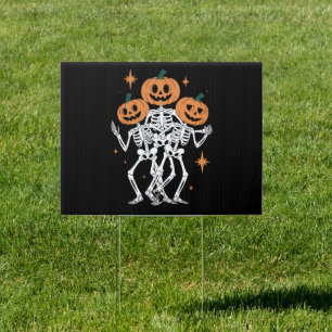 Pumpkin Skeleton Halloween Pumpkin Spooky Season  Sign