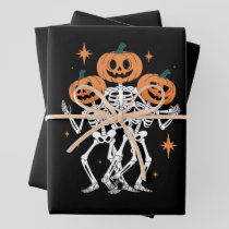 Pumpkin Skeleton Halloween Pumpkin Spooky Season  Wrapping Paper Sheets