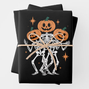 Pumpkin Skeleton Halloween Pumpkin Spooky Season  Wrapping Paper Sheets