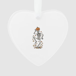 Pumpkin Skeleton Shirt Vintage Dancing Bones Art Ornament