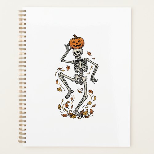 Pumpkin Skeleton Shirt Vintage Dancing Bones Art Planner