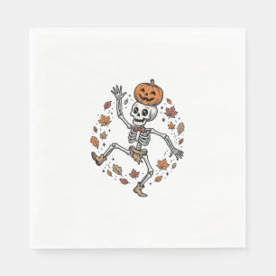 Pumpkin Skeleton Shirt Vintage Engraving Autumn Da Napkins