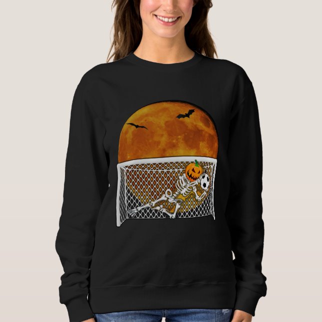 Pumpkin Skeleton Soccer Goal Keeper Halloween Goal Sweatshirt (Front)