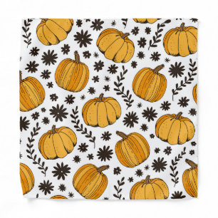 Pumpkin sketches: hand-drawn seamless pattern. bandana