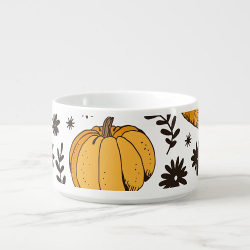 Pumpkin sketches hand_drawn seamless pattern bowl