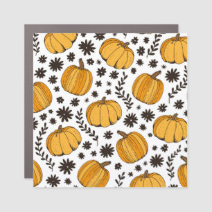 Pumpkin sketches: hand-drawn seamless pattern. car magnet