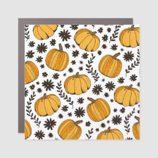 Pumpkin sketches: hand-drawn seamless pattern. car magnet