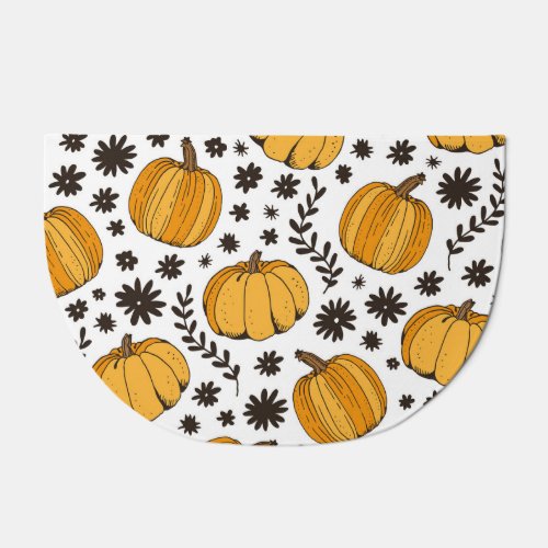 Pumpkin sketches hand_drawn seamless pattern doormat