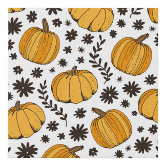 Pumpkin sketches: hand-drawn seamless pattern. faux canvas print