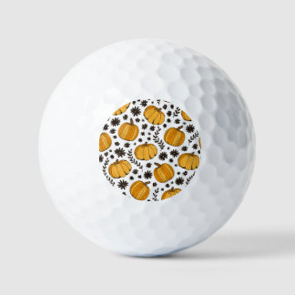 Pumpkin sketches: hand-drawn seamless pattern. golf balls