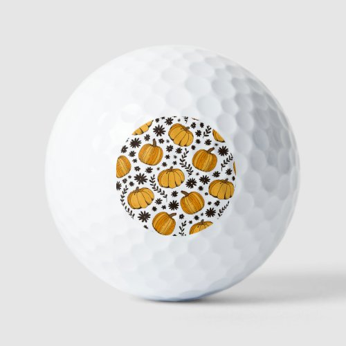 Pumpkin sketches hand_drawn seamless pattern golf balls