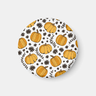 Pumpkin sketches: hand-drawn seamless pattern. magnet