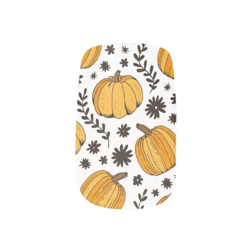 Pumpkin sketches hand_drawn seamless pattern minx nail art