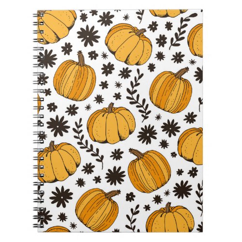 Pumpkin sketches hand_drawn seamless pattern notebook