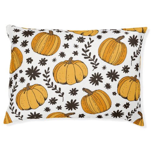 Pumpkin sketches hand_drawn seamless pattern pet bed