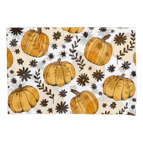 Pumpkin sketches hand_drawn seamless pattern pillow case